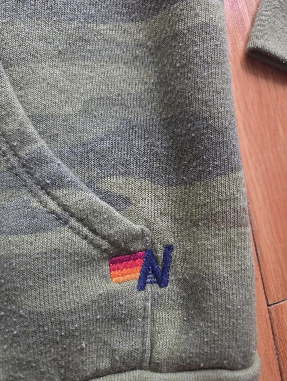 Aviator Nation Kids Olive Green Hoodie with Rainbow Stripes Size 8